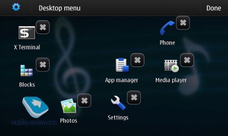 nokia N900 deskopt menü