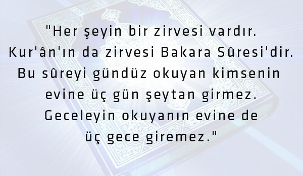 Okunduğu eve şeytan giremeyen sure